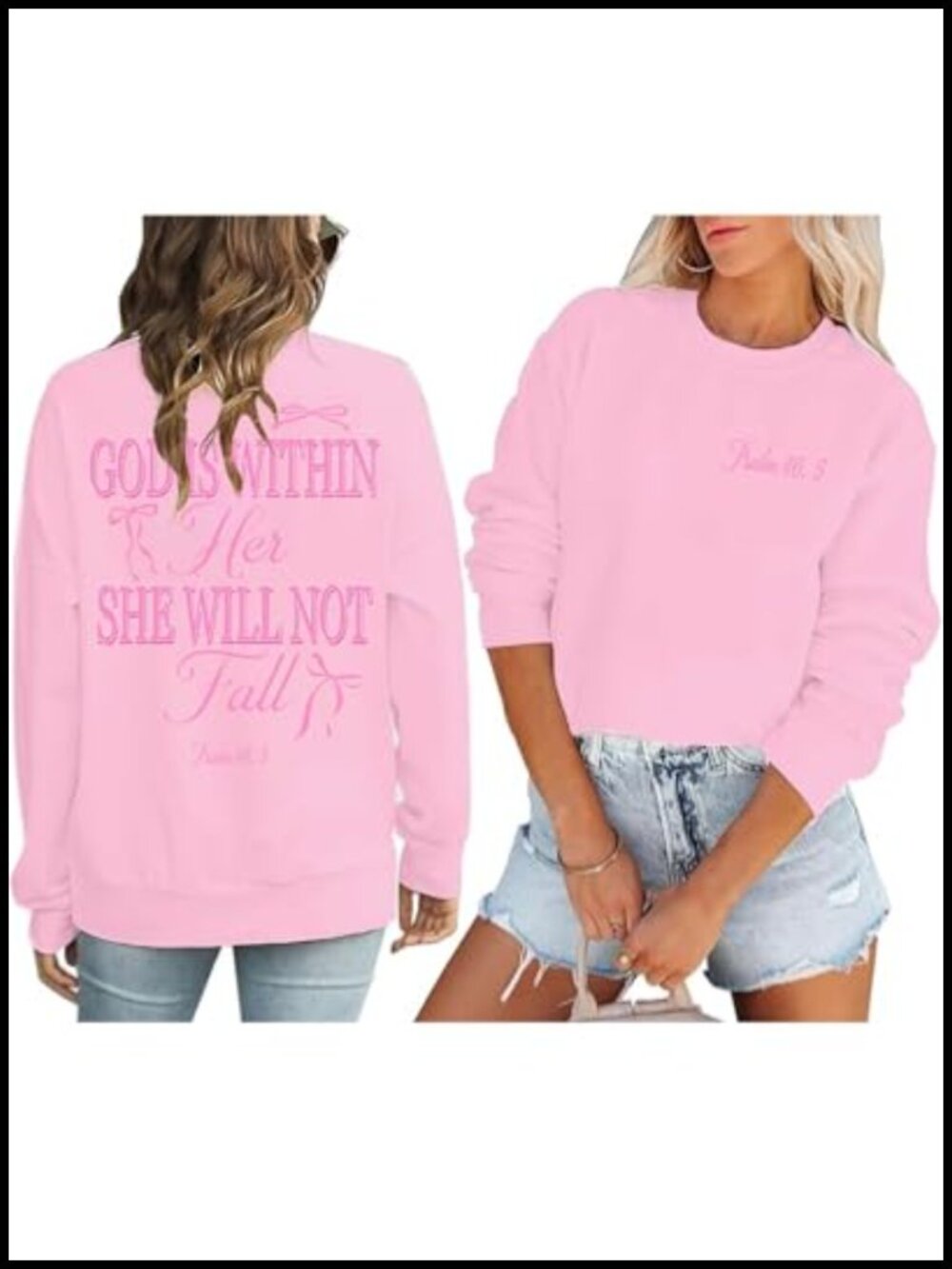 Christian Sweatshirt Women Faith Bible Verse Religious Crewneck Pullover